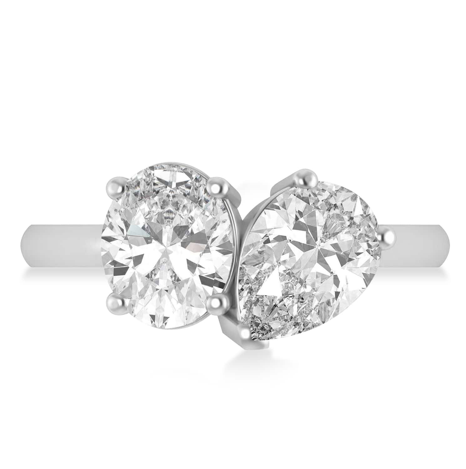 Oval/Pear Lab Grown Diamond Toi et Moi Ring 14k White Gold (4.50ct)