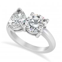 Round/Pear Lab Grown Diamond Toi et Moi Ring 14k White Gold (4.00ct)