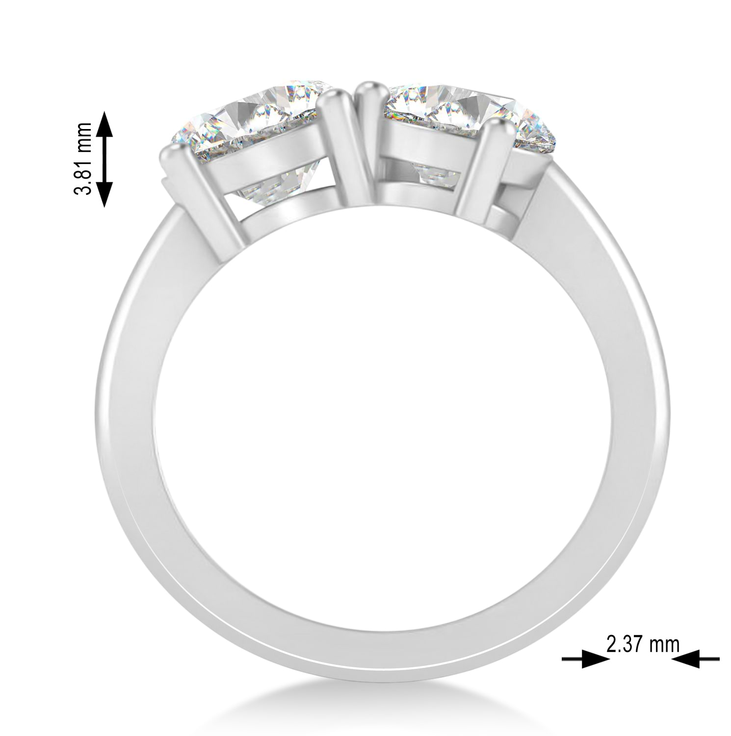 Round/Pear Lab Grown Diamond Toi et Moi Ring 14k White Gold (4.00ct)