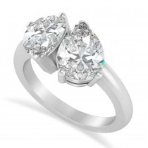 Pear/Pear Lab Grown Diamond Toi et Moi Ring 14k White Gold (4.00ct)