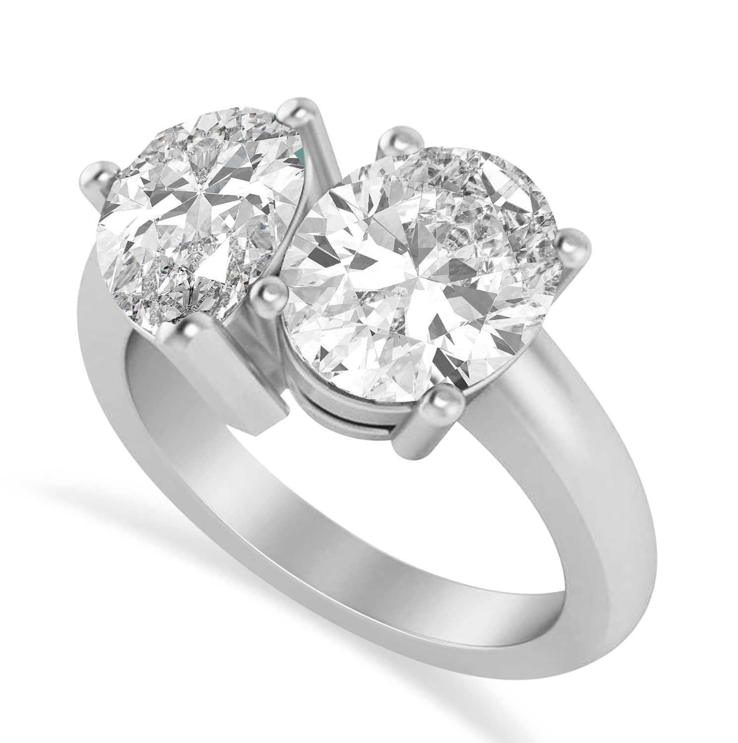 Pear/Oval Lab Grown Diamond Toi et Moi Ring 14k White Gold (6.00ct)