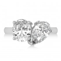 Pear/Oval Lab Grown Diamond Toi et Moi Ring 14k White Gold (6.00ct)