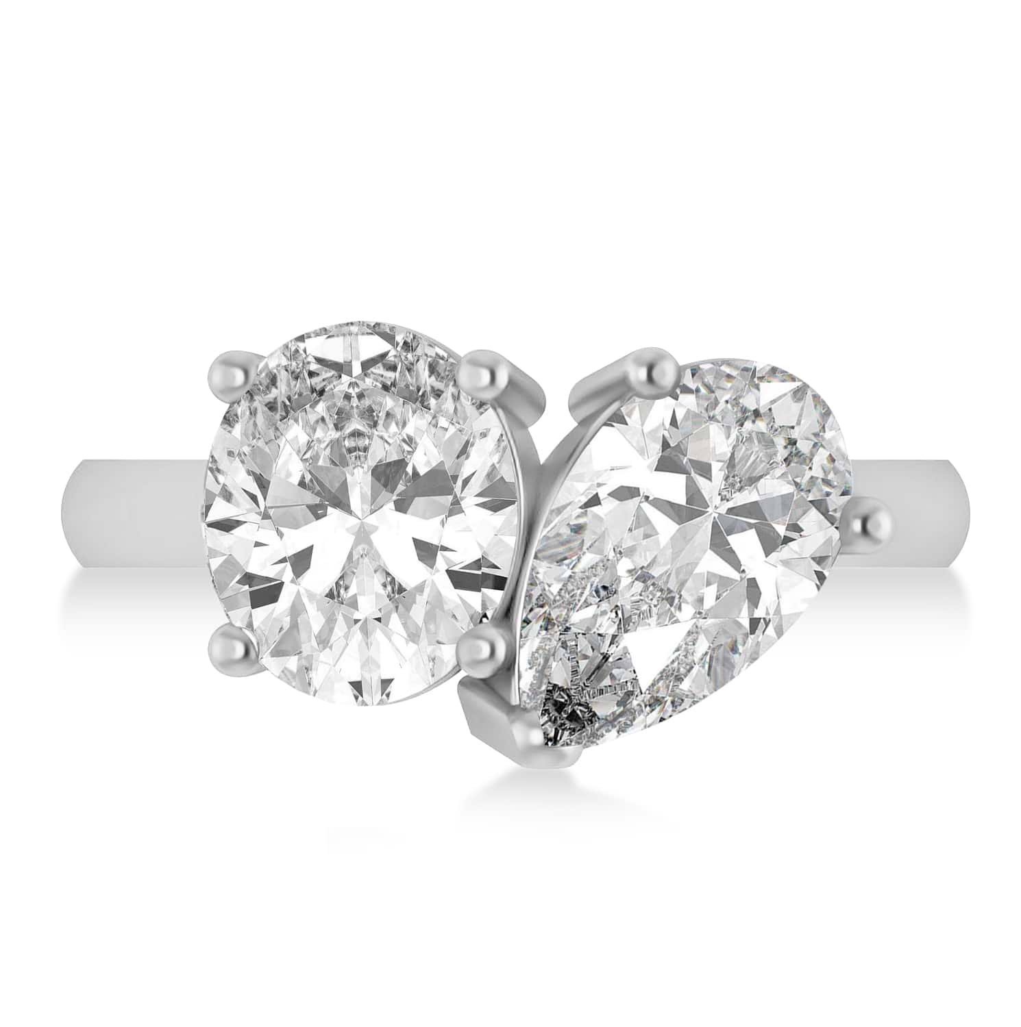 Pear/Oval Lab Grown Diamond Toi et Moi Ring 14k White Gold (6.00ct)