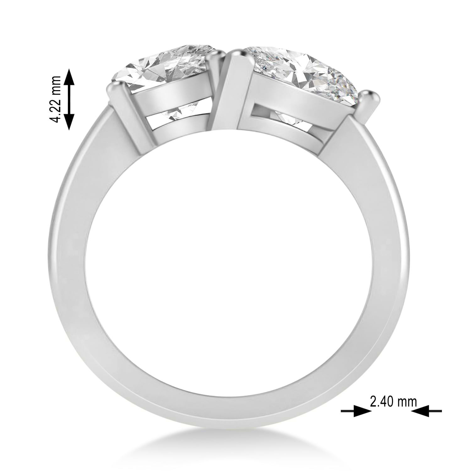 Pear/Oval Lab Grown Diamond Toi et Moi Ring 14k White Gold (6.00ct)