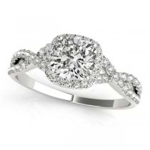 Twisted Cushion Moissanite Engagement Ring 14k White Gold (1.50ct)