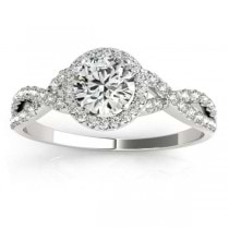 Twisted Infinity Engagement Ring Bridal Set 14k White Gold 0.27ct