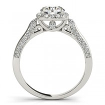 Square Halo Diamond Accented Engagement Ring 14k White Gold 1.00ct