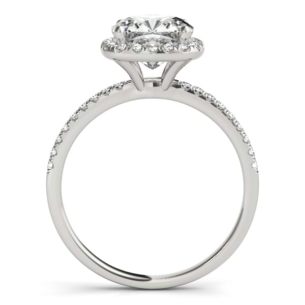 Cushion Moissanite & Diamond Halo Bridal Set French Pave 18k White Gold 2.14ct