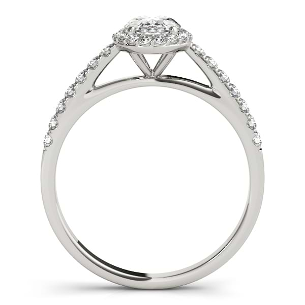 Diamond Accented Halo Oval Shaped Bridal Set 14k White Gold (0.37ct)