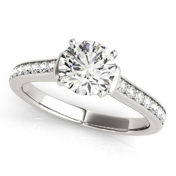 Diamond Accent Engagement Ring 14k White Gold (0.72ct)