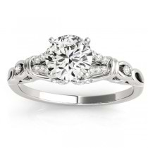 Diamond Antique Style Bridal Set Setting 14k White Gold (0.18ct)