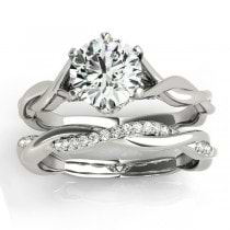 Diamond 6-Prong Twisted Bridal Set Setting 14k White Gold (0.19ct)