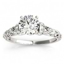 Diamond Antique Style Bridal Set Setting 14k White Gold (0.12ct)