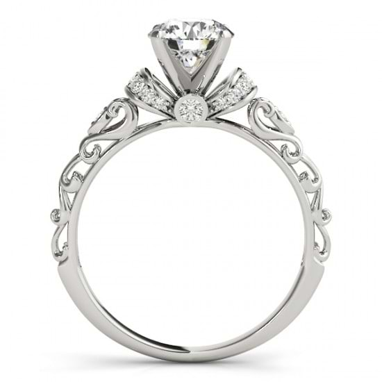 Diamond Antique Style Bridal Set Setting 14k White Gold (0.12ct)