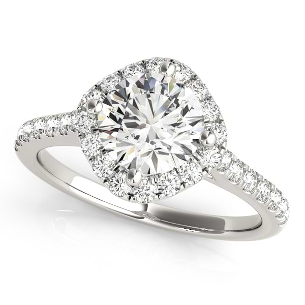 Diamond East West Halo Engagement Ring 14k White Gold (0.96ct)