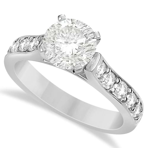 Moissanite Engagement Ring w/ Side Stone Accents 14K White Gold 1.60ctw