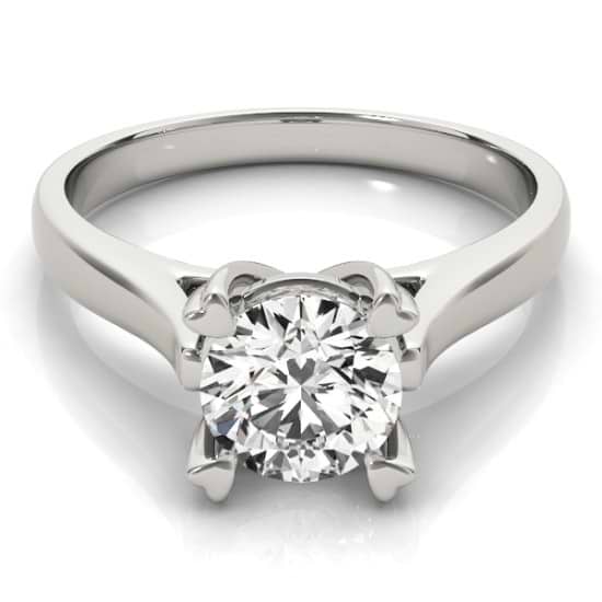 Solitaire Cathedral Prong-Set Engagement Ring Setting 14K White Gold