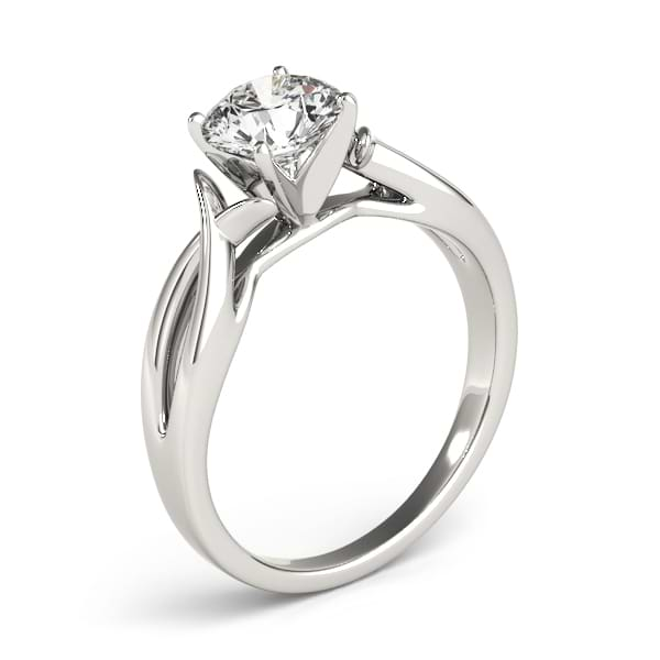 Solitaire Bypass Twisted Engagement Ring Setting 14k White Gold