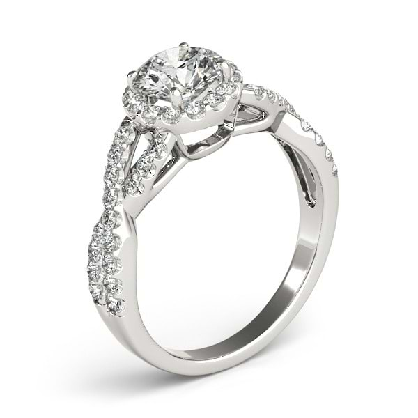 Diamond Infinity Twisted Halo Engagement Ring 14k White Gold 1.50ct