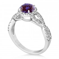 Alexandrite & Diamond Twisted Engagement Ring 14k White Gold 1.80ct