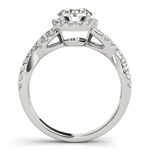 Moissanite Infinity Twisted Halo Engagement Ring 14k White Gold 1.00ct