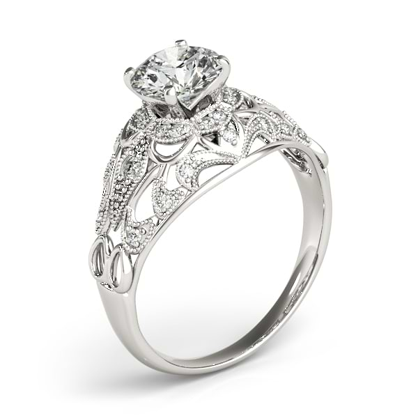 Vintage Art Deco Diamond Engagement Ring Setting 14k White Gold 0.20ct