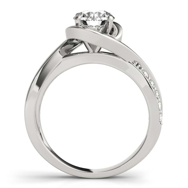 Solitaire  Bypass Diamond Engagement Ring 14k White Gold (0.13ct)