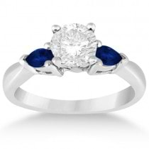 Pear Three Stone Blue Sapphire Engagement Ring 14k White Gold (0.50ct)