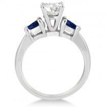 Pear Three Stone Blue Sapphire Engagement Ring 14k White Gold (0.50ct)