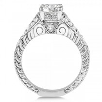 Antique Art Deco Oval Lab Grown Diamond Engagement Ring 14K White Gold (1.03ct)