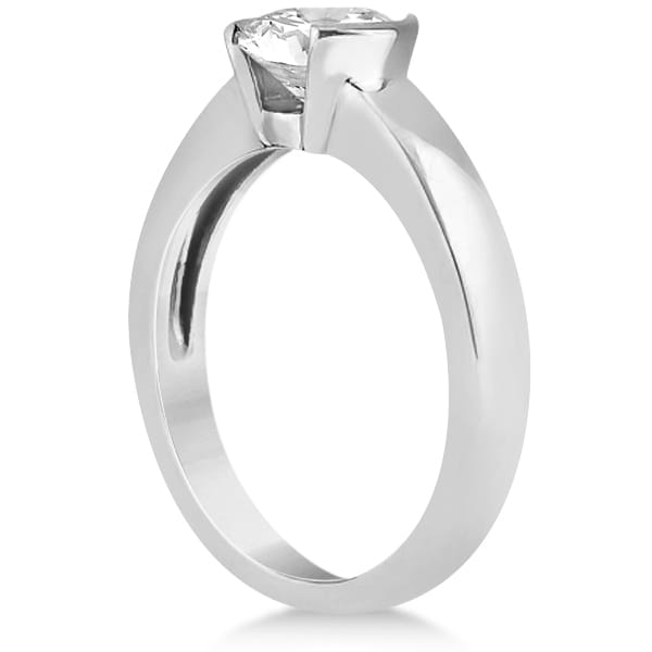 Half-Bezel Solitaire Engagement Ring Setting in 14k White Gold