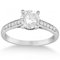 Cathedral Pave Diamond Engagement Ring Setting 14k White Gold (0.20ct)