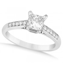 Cathedral Princess Cut Diamond Engagement Ring 14k White Gold (0.50ct)