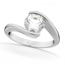 Tension Set Solitaire Diamond Engagement Ring 14k White Gold 0.50ct