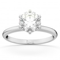 Six-Prong 14k White Gold Solitaire Engagement Ring Setting