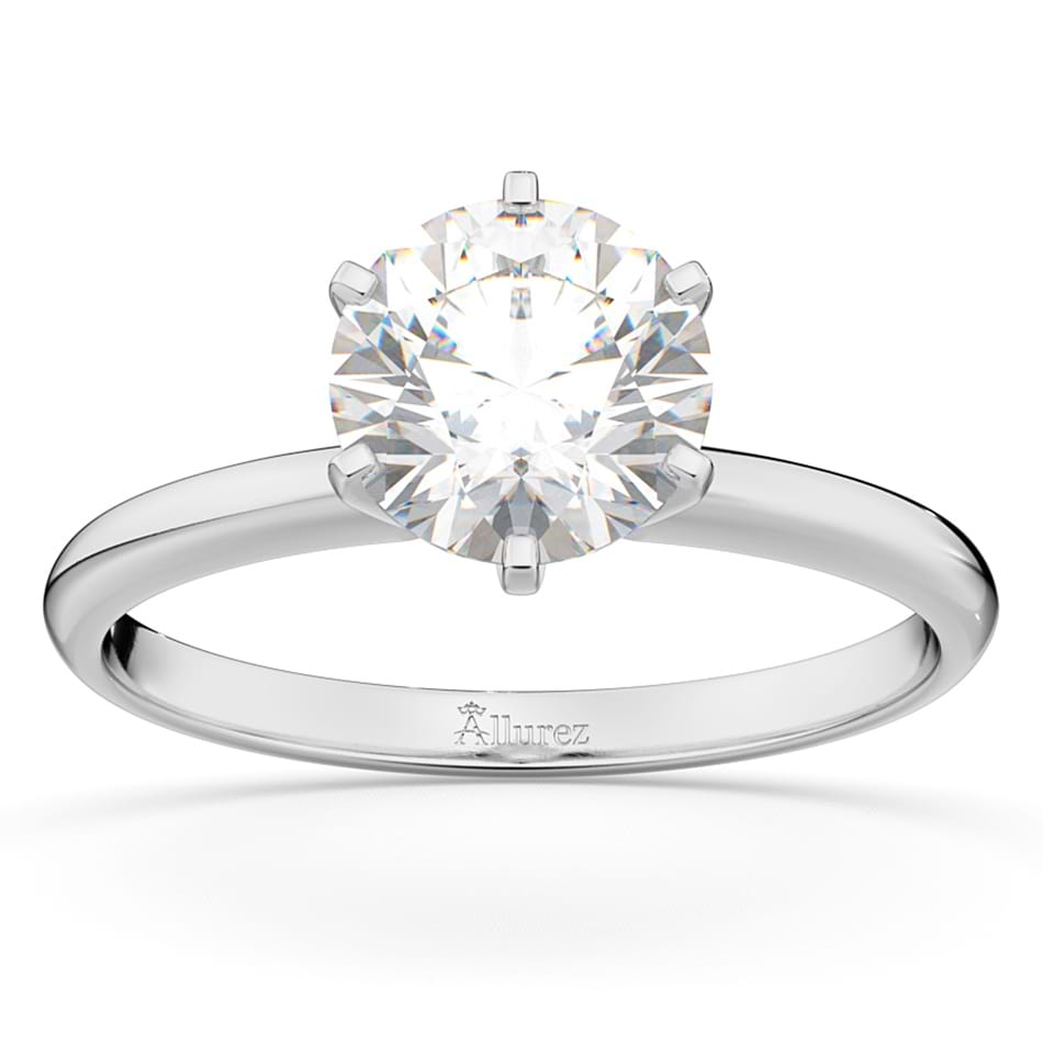 Six-Prong 14k White Gold Solitaire Engagement Ring Setting