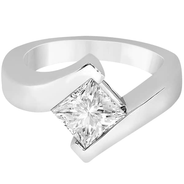 Princess Cut Tension Set Engagement Ring Setting 14k White Gold