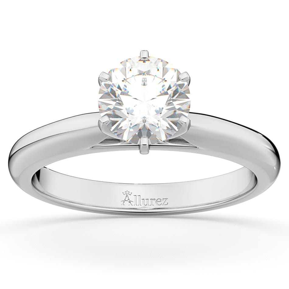 Six-Prong 14k White Gold Solitaire Engagement Ring Setting