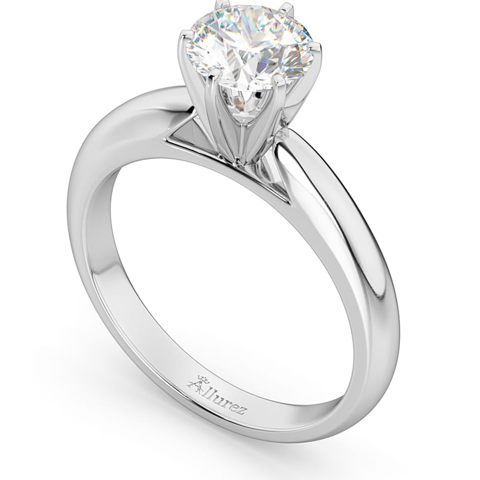 Six-Prong 14k White Gold Solitaire Engagement Ring Setting