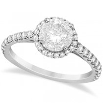 Halo Moissanite Engagement Ring Diamond Accents 14K White Gold 1.00ct