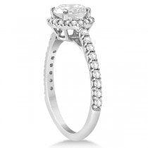 Halo Moissanite Engagement Ring Diamond Accents 14K White Gold 1.00ct