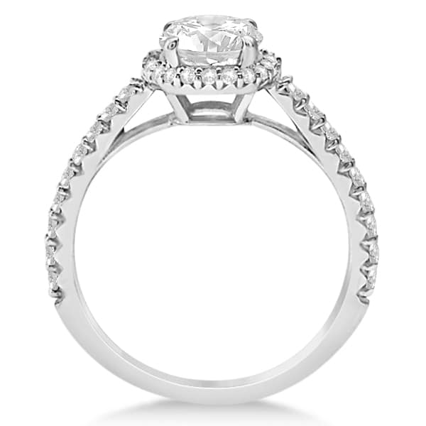 Halo Moissanite Engagement Ring Diamond Accents 14K White Gold 1.25ct