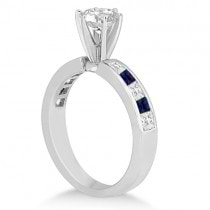 Channel Blue Sapphire & Diamond Bridal Set 14k White Gold (1.30ct)