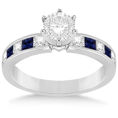 Channel Blue Sapphire & Diamond Bridal Set 14k White Gold (1.30ct)