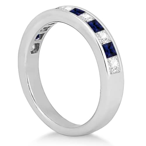 Channel Blue Sapphire & Diamond Bridal Set 14k White Gold (1.30ct)