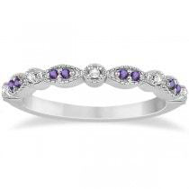 Marquise and Dot Amethyst & Diamond Bridal Set 14k White Gold 0.49ct