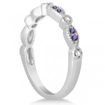 Marquise and Dot Amethyst & Diamond Bridal Set 14k White Gold 0.49ct