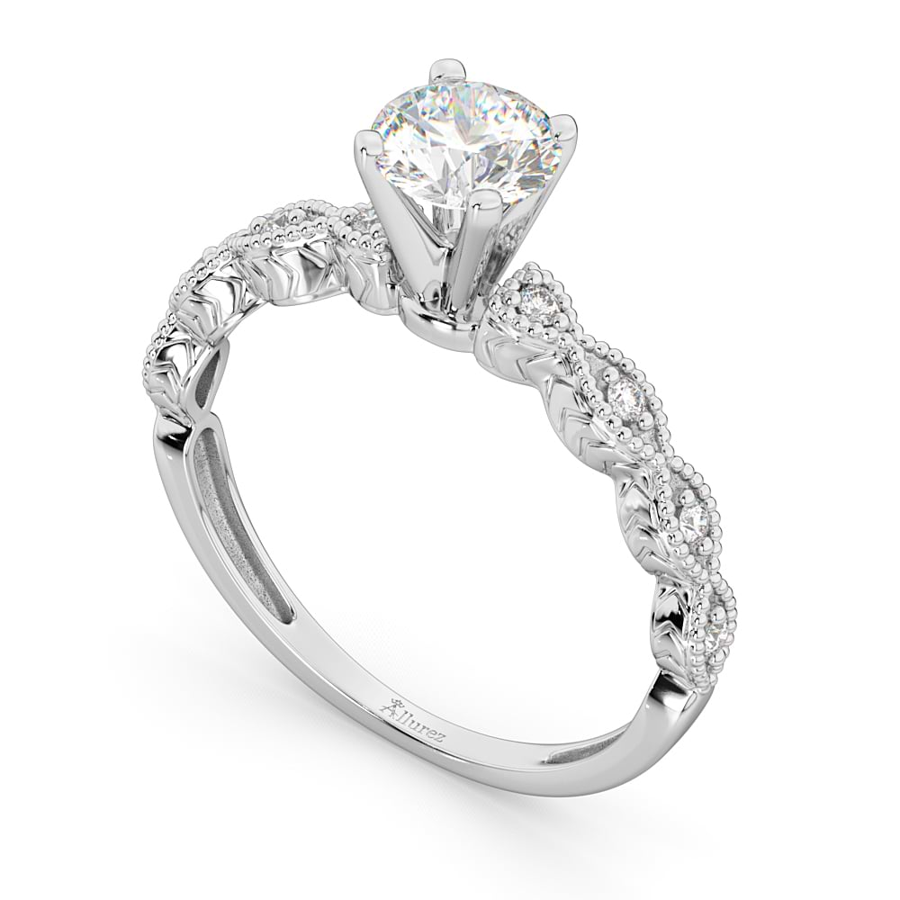 Petite Marquise Diamond Engagement Ring 14k White Gold (0.10ct)