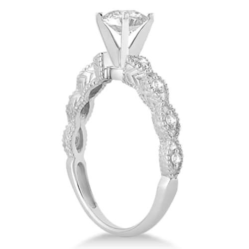 Heart-Cut Antique Style Lab Grown Diamond Bridal Set in 14k White Gold (1.08ct)