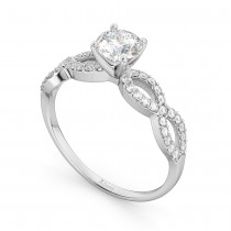 Twisted Infinity Diamond Engagement Ring Setting 14K White Gold (0.21ct)